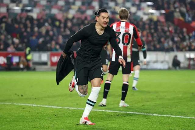 Darwin Nunez of Liverpool celebrates