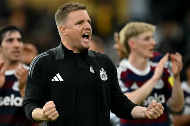 Eddie Howe celebrates a Newcastle win