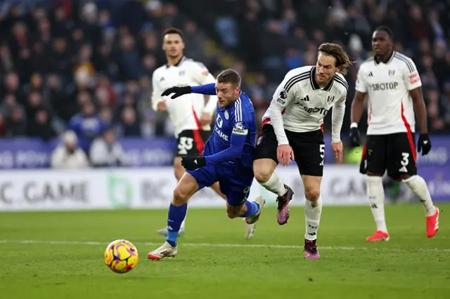 Jamie Vardy of Leicester City in action