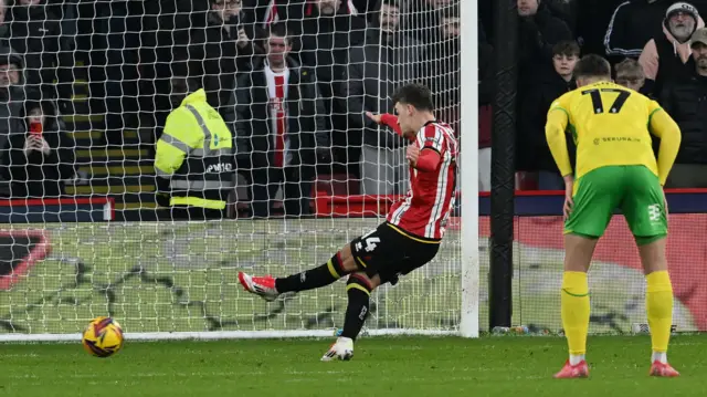 Harrison Burrows converts from the spot for Sheffield United