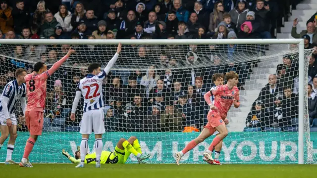 Nathan Lowe peels away after giving Stoke the lead at West Brom