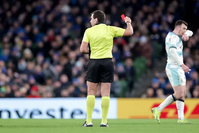 Luc Ramos shows the red card