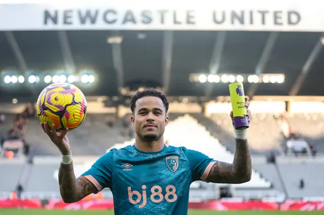 Hat-trick man Justin Kluivert of Bournemouth celebrates