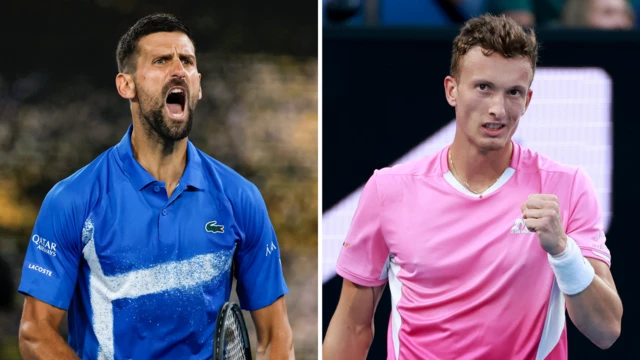 A split picture of Novak Djokovic and Jiri Lehecka