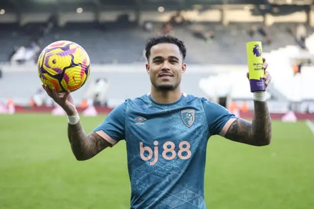 Justin Kluivert celebrates his hat-trick against Newcastle