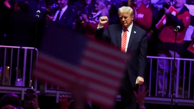 Donald Trump gestures during a rally