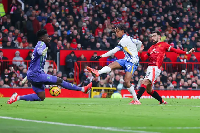 Joao Pedro of Brighton and Hove Albion scores