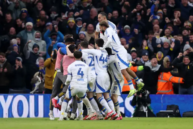 Leeds celebrate against Sheffield Wednesday