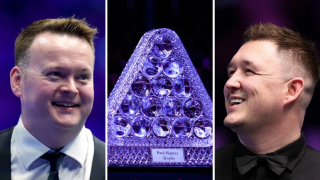 Split picture of Shaun Murphy, the Masters trophy and Kyren Wilson