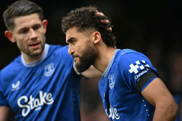 Dominic Calvert-Lewin is congratulated by James Tarkowski