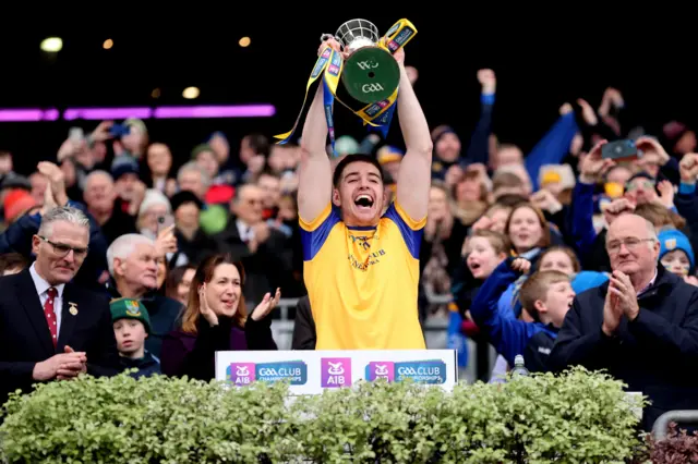 Donal Burke lifts the Tommy Moore Cup