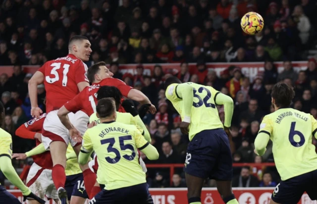 Nottingham Forest's Nikola Milenkovic scores their fourth goal