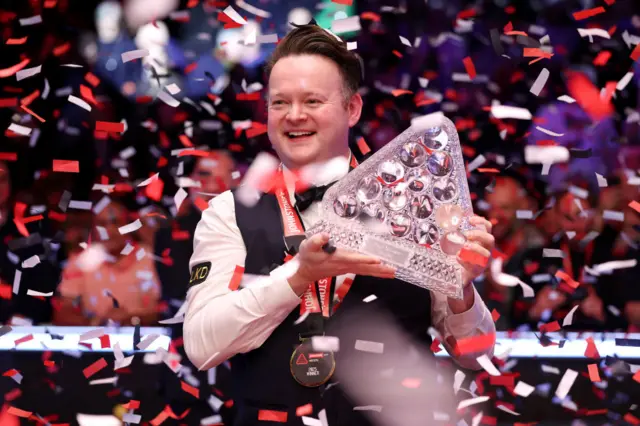 Shaun Murphy celebrates with the Masters title