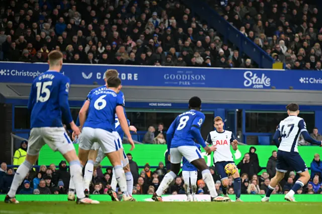 Dejan Kulusevski of Tottenham Hotspur scores