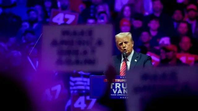 Trump during a rally at Capital One Arena