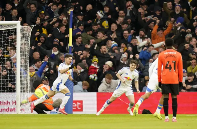 Manor Solomon celebrates giving Leeds the lead