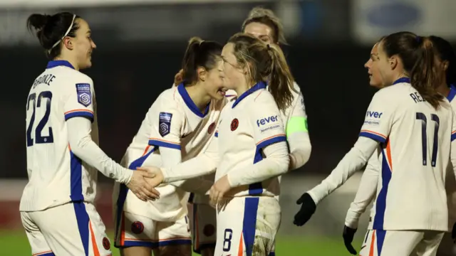 Chelsea celebrating a goal against West Ham