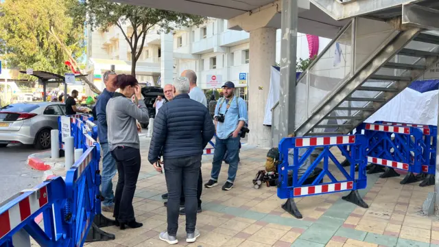 People gathered outside Sheba hospital in Tel Aviv