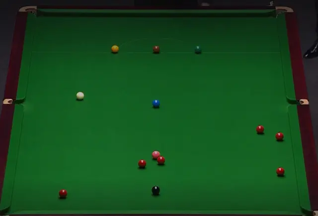 Snooker table with balls on