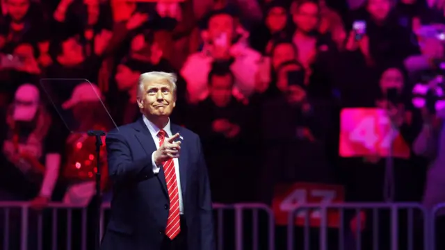 Donald Trump gestures during a rally