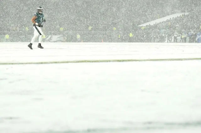 Jalen Hurts in the snow