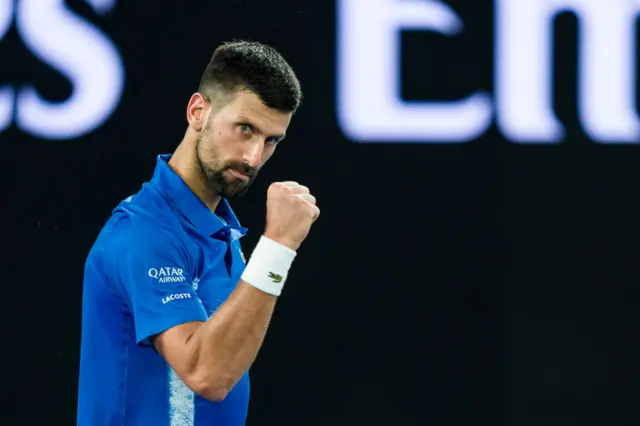 Novak Djokovic celebrates at the Australian Open