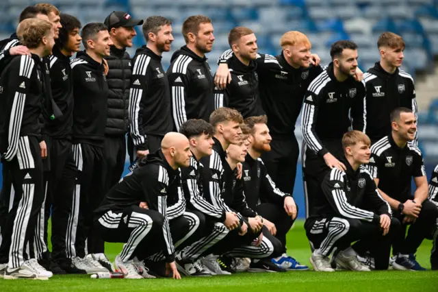 Fraserburgh players pose for a few photos on the Ibrox turf