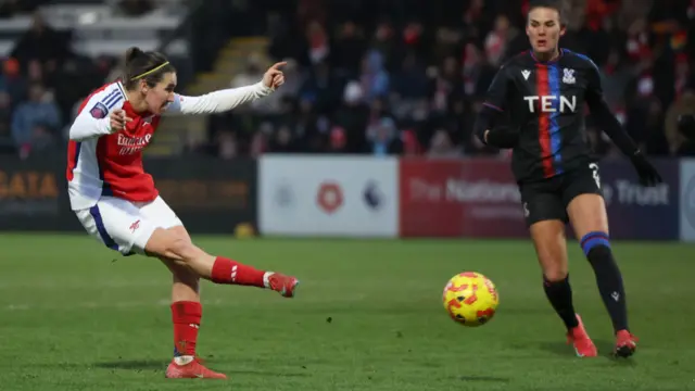 Mariona Caldentey of Arsenal scores her team's fifth goal during the Barclays Women's Super League match between Arsenal FC and Crystal Palace