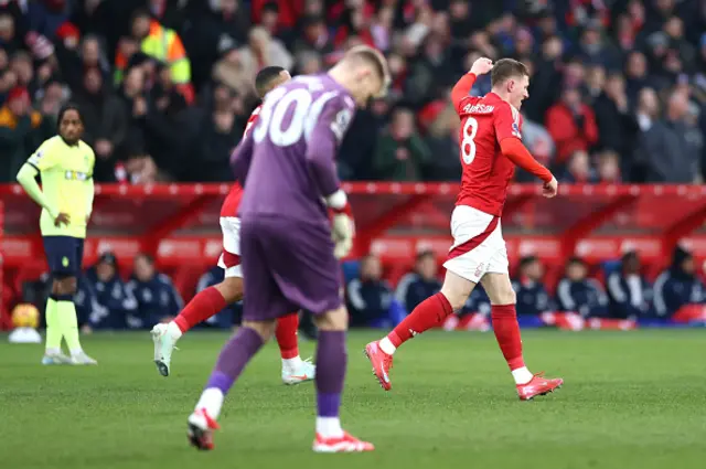 Elliot Anderson of Nottingham Forest celebrates