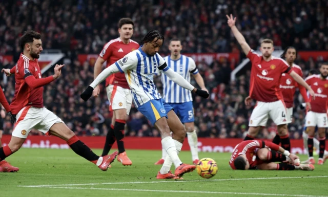 Brighton & Hove Albion's Joao Pedro scores a goal