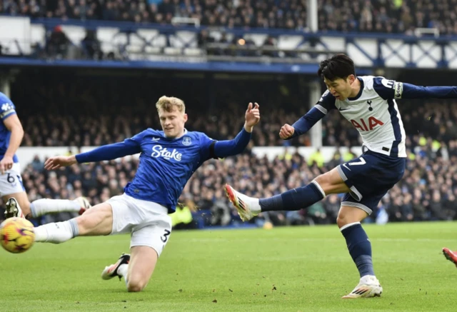 Tottenham Hotspur's Son Heung-min shoots