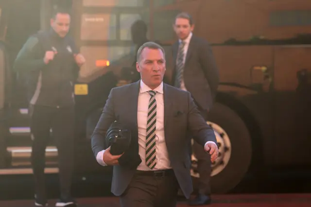 Brendan Rodgers arrives at Ibrox