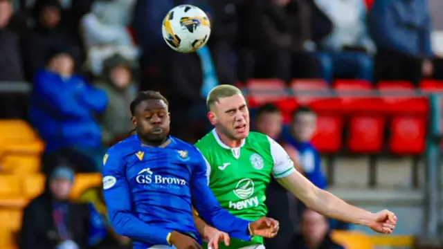 St Johnstone's Benjamin Kimpioka and Hibernian's Lewis Miller