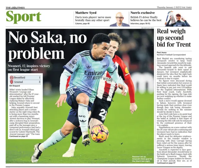 Times main sports story