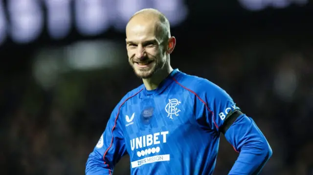 GLASGOW, SCOTLAND - JANUARY 02: Rangers' Vaclav Cerny hits the post with a second half chance during a William Hill Premiership match between Rangers and Celtic at Ibrox Stadium, on January 02, 2025, in Glasgow, Scotland.  (Photo by Craig Foy / SNS Group)