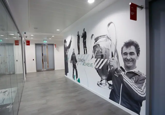 Brian Clough's image, holding the European Cup, has pride of place in the Football Association's National Football Centre in St George's Park