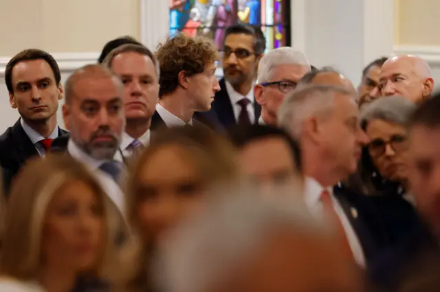 Bezos and Zuckerberg attend the church service for Trump's inauguration