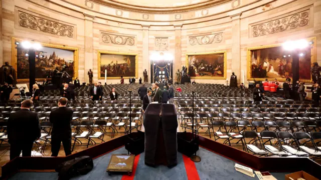 A view from the stage of the Rotunda - chairs can be seen ahead