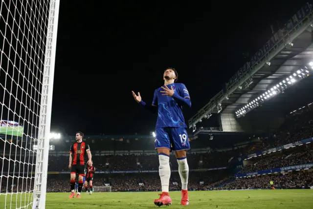 Sancho looks to the sky after missing a chance v Bournemouth