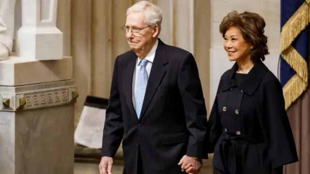 Republican United States Senator of Kentucky Mitch McConnell and his wife Elaine Chao arrive for Donald Trump’s inauguration as the next President of the United States at the United States Capitol in Washington, DC, USA, 20 January 2025.