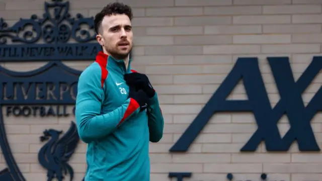 Diogo Jota of Liverpool during a training session