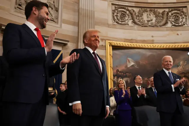 Trump smiling as he enters the Capitol Rotunda