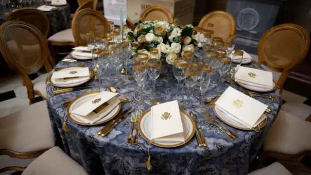 Preparations are made for a luncheon for the Inauguration of U.S. President-elect Donald Trump in Statuary Hall