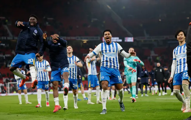 Brighton celebrate at Old Trafford