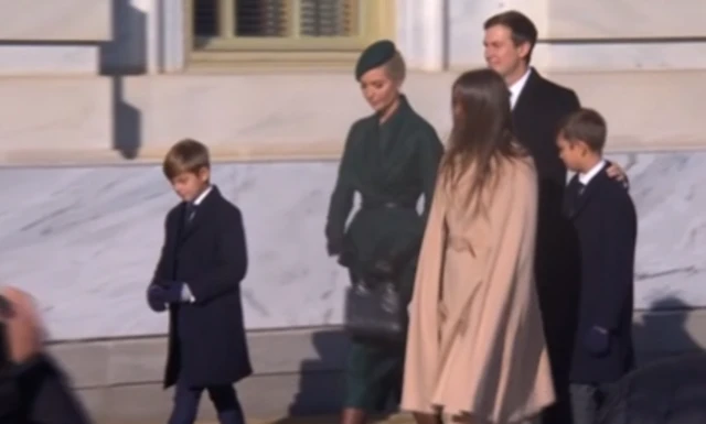 A group of Trump's family dressed smartly walking