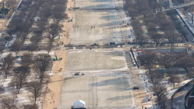 An aerial view of an empty mall