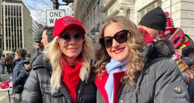 Trump fans queueing outside a rally