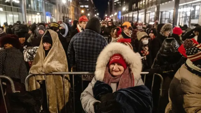 Keven McGinn from Tampa (front) waits on line to get into Capital One Arena