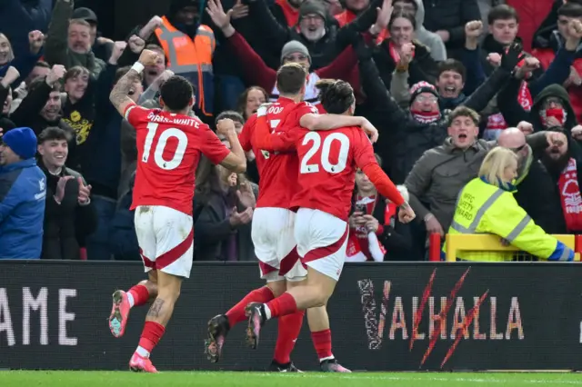 Nottingham Forest players and fans celebrate