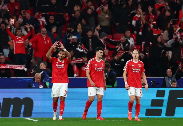 Benfica's Vangelis Pavlidis celebrates scoring their second goal